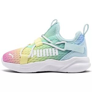 Girls Puma Rainbow Rift slip on running sneakers Pink & Yellow Sneakers Size 8
